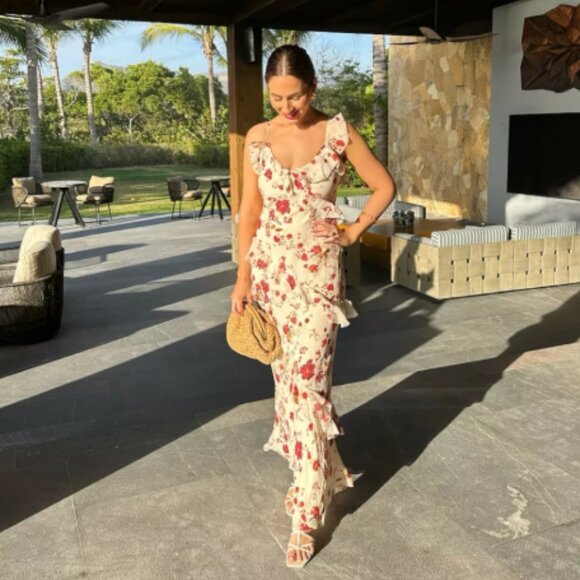 Brand New Let Me Be Sleeveless Ruffle Maxi Dress - Picture 1 of 9
